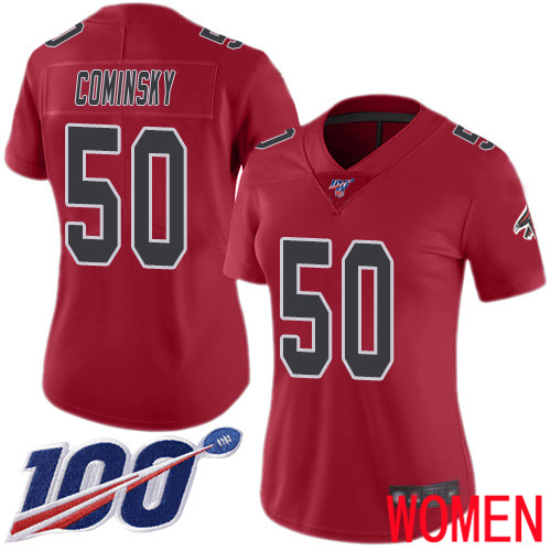 Atlanta Falcons Limited Red Women John Cominsky Jersey NFL Football #50 100th Season Rush Vapor Untouchable->women nfl jersey->Women Jersey